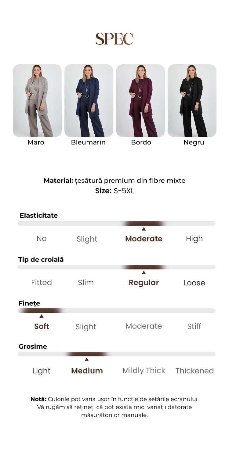 ⏳ Ofertă specială limitată în timp ⏰ Set elegant din 3 piese: cardigan lung, top și pantaloni 💞